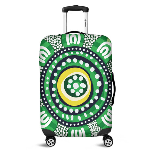 Australia Dot Painting Inspired Aboriginal Luggage Cover - Green Aboriginal Inspired Dot Art Luggage Cover Australia Dot Painting Inspired Aboriginal Luggage Cover - Green Aboriginal Inspired Dot Art Luggage Cover