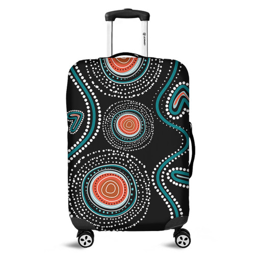 Australia Dot Painting Inspired Aboriginal Luggage Cover - Aboriginal Green Dot Patterns Art Painting Luggage Cover Australia Dot Painting Inspired Aboriginal Luggage Cover - Aboriginal Green Dot Patterns Art Painting Luggage Cover