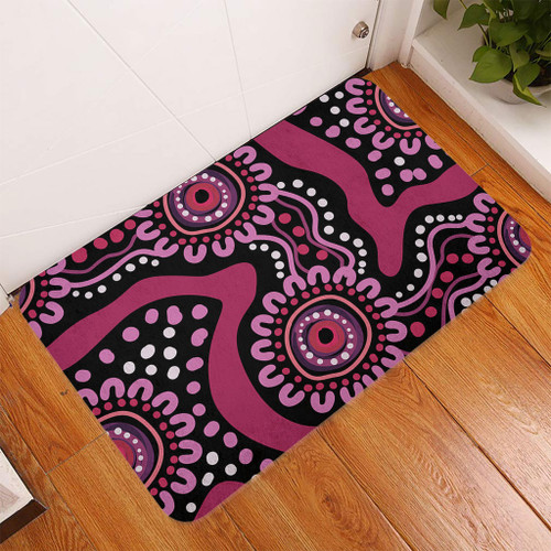 Australia Dot Painting Inspired Aboriginal Doormat - Pink Flowers Aboriginal Dot Art Doormat Australia Dot Painting Inspired Aboriginal Doormat - Pink Flowers Aboriginal Dot Art Doormat