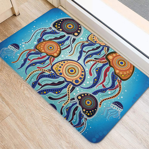 Australia Dot Painting Inspired Aboriginal Doormat - Jellyfish Art In Aboriginal Dot Style Doormat Australia Dot Painting Inspired Aboriginal Doormat - Jellyfish Art In Aboriginal Dot Style Doormat
