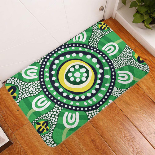 Australia Dot Painting Inspired Aboriginal Doormat - Green Aboriginal Inspired Dot Art Doormat Australia Dot Painting Inspired Aboriginal Doormat - Green Aboriginal Inspired Dot Art Doormat