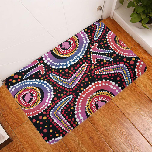 Australia Dot Painting Inspired Aboriginal Doormat - Boomerang From Aboriginal Art Doormat Australia Dot Painting Inspired Aboriginal Doormat - Boomerang From Aboriginal Art Doormat