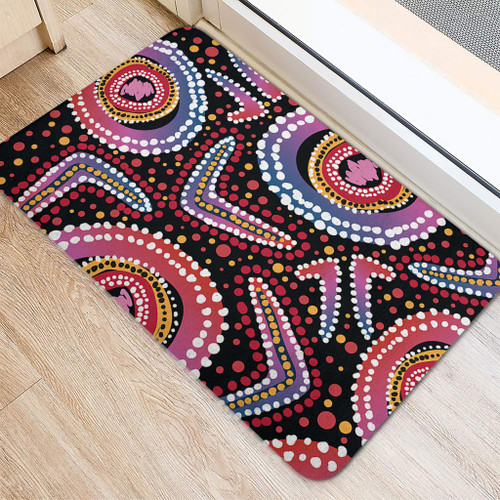 Australia Dot Painting Inspired Aboriginal Doormat - Boomerang From Aboriginal Art Doormat Australia Dot Painting Inspired Aboriginal Doormat - Boomerang From Aboriginal Art Doormat