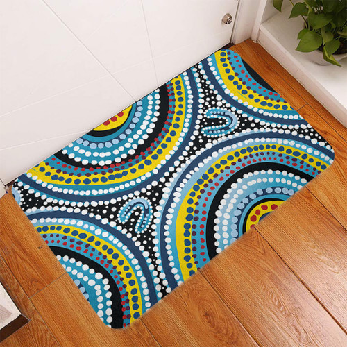 Australia Dot Painting Inspired Aboriginal Doormat - Blue Aboriginal Style Dot Art Doormat Australia Dot Painting Inspired Aboriginal Doormat - Blue Aboriginal Style Dot Art Doormat