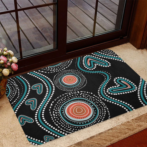 Australia Dot Painting Inspired Aboriginal Doormat - Aboriginal Green Dot Patterns Art Painting Doormat