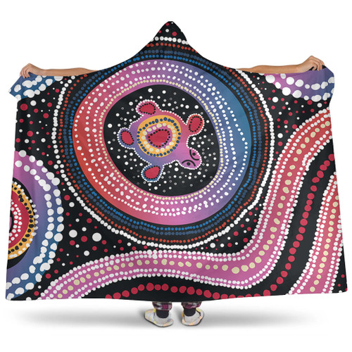 Australia Dot Painting Inspired Aboriginal Hooded Blanket - Turtles With Dot In Aboriginal Hooded Blanket Australia Dot Painting Inspired Aboriginal Hooded Blanket - Turtles With Dot In Aboriginal Hooded Blanket