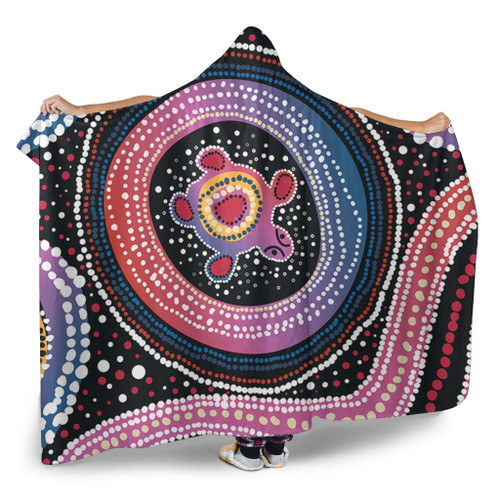 Australia Dot Painting Inspired Aboriginal Hooded Blanket - Turtles With Dot In Aboriginal Hooded Blanket Australia Dot Painting Inspired Aboriginal Hooded Blanket - Turtles With Dot In Aboriginal Hooded Blanket