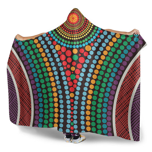 Australia Dot Painting Inspired Aboriginal Hooded Blanket - Dot Color In The Aboriginal Style Hooded Blanket
