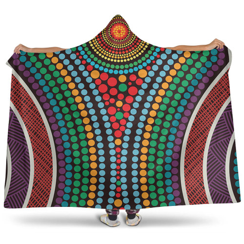 Australia Dot Painting Inspired Aboriginal Hooded Blanket - Dot Color In The Aboriginal Style Hooded Blanket Australia Dot Painting Inspired Aboriginal Hooded Blanket - Dot Color In The Aboriginal Style Hooded Blanket
