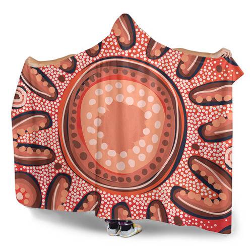 Australia Dot Painting Inspired Aboriginal Hooded Blanket - Big Flower Painting With Aboriginal Dot Hooded Blanket