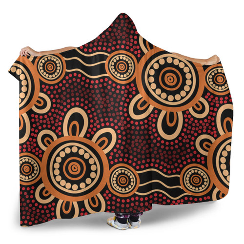 Australia Dot Painting Inspired Aboriginal Hooded Blanket - Aboriginal Dot Pattern Painting Art Hooded Blanket Australia Dot Painting Inspired Aboriginal Hooded Blanket - Aboriginal Dot Pattern Painting Art Hooded Blanket