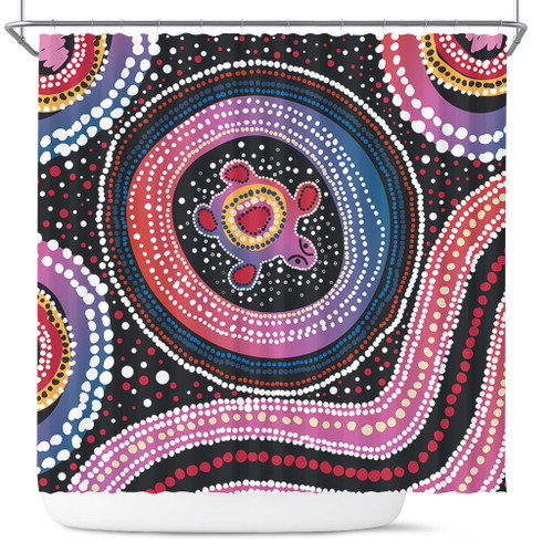 Australia Dot Painting Inspired Aboriginal Shower Curtain - Turtles With Dot In Aboriginal Shower Curtain Australia Dot Painting Inspired Aboriginal Shower Curtain - Turtles With Dot In Aboriginal Shower Curtain