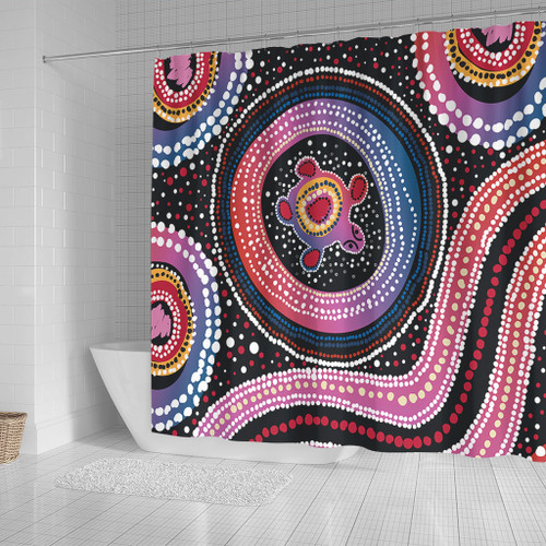 Australia Dot Painting Inspired Aboriginal Shower Curtain - Turtles With Dot In Aboriginal Shower Curtain Australia Dot Painting Inspired Aboriginal Shower Curtain - Turtles With Dot In Aboriginal Shower Curtain