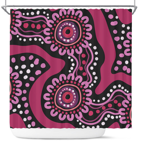 Australia Dot Painting Inspired Aboriginal Shower Curtain - Pink Flowers Aboriginal Dot Art Shower Curtain Australia Dot Painting Inspired Aboriginal Shower Curtain - Pink Flowers Aboriginal Dot Art Shower Curtain