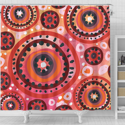 Australia Dot Painting Inspired Aboriginal Shower Curtain - Circle In The Aboriginal Dot Art Style Shower Curtain Australia Dot Painting Inspired Aboriginal Shower Curtain - Circle In The Aboriginal Dot Art Style Shower Curtain