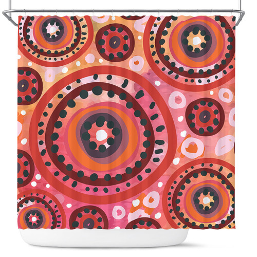 Australia Dot Painting Inspired Aboriginal Shower Curtain - Circle In The Aboriginal Dot Art Style Shower Curtain Australia Dot Painting Inspired Aboriginal Shower Curtain - Circle In The Aboriginal Dot Art Style Shower Curtain