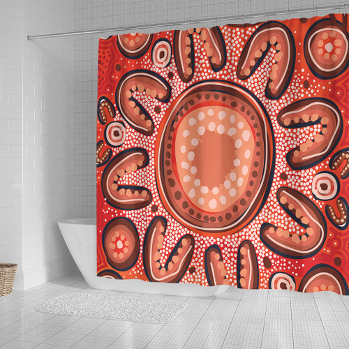 Australia Dot Painting Inspired Aboriginal Shower Curtain - Big Flower Painting With Aboriginal Dot Shower Curtain Australia Dot Painting Inspired Aboriginal Shower Curtain - Big Flower Painting With Aboriginal Dot Shower Curtain