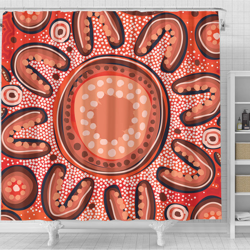 Australia Dot Painting Inspired Aboriginal Shower Curtain - Big Flower Painting With Aboriginal Dot Shower Curtain Australia Dot Painting Inspired Aboriginal Shower Curtain - Big Flower Painting With Aboriginal Dot Shower Curtain