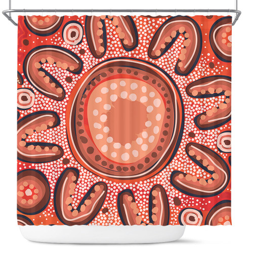 Australia Dot Painting Inspired Aboriginal Shower Curtain - Big Flower Painting With Aboriginal Dot Shower Curtain Australia Dot Painting Inspired Aboriginal Shower Curtain - Big Flower Painting With Aboriginal Dot Shower Curtain