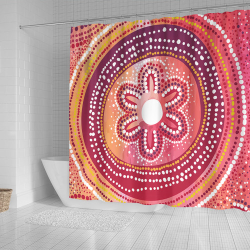Australia Dot Painting Inspired Aboriginal Shower Curtain - Aboriginal Style Dot Shower Curtain Australia Dot Painting Inspired Aboriginal Shower Curtain - Aboriginal Style Dot Shower Curtain