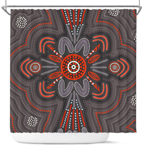 Australia Dot Painting Inspired Aboriginal Shower Curtain - Aboriginal Dot Indigenous Art Inspired Shower Curtain Australia Dot Painting Inspired Aboriginal Shower Curtain - Aboriginal Dot Indigenous Art Inspired Shower Curtain