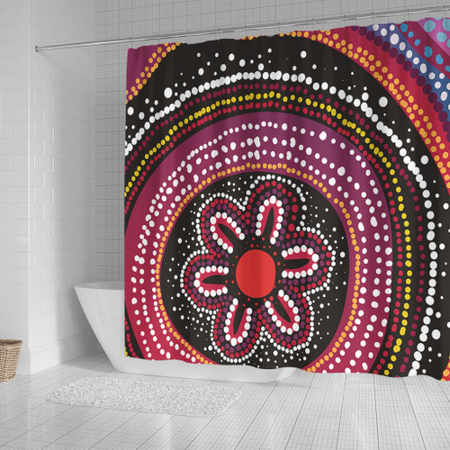 Australia Dot Painting Inspired Aboriginal Shower Curtain - Aboriginal Color Dot Inspired Shower Curtain Australia Dot Painting Inspired Aboriginal Shower Curtain - Aboriginal Color Dot Inspired Shower Curtain