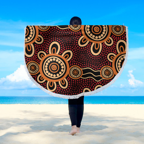 Australia Dot Painting Inspired Aboriginal Beach Blanket - Aboriginal Dot Pattern Painting Art Beach Blanket Australia Dot Painting Inspired Aboriginal Beach Blanket - Aboriginal Dot Pattern Painting Art Beach Blanket