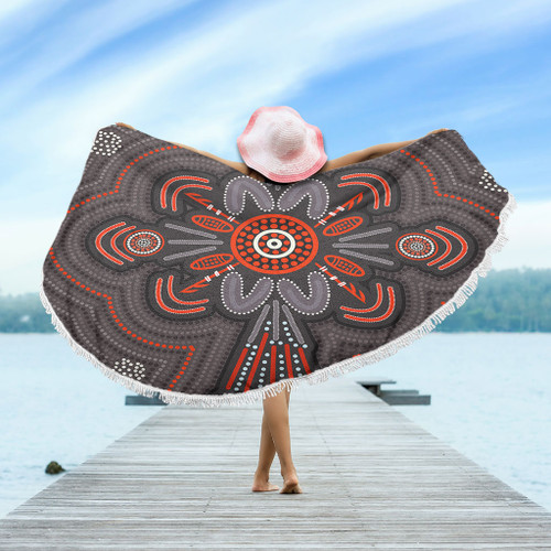 Australia Dot Painting Inspired Aboriginal Beach Blanket - Aboriginal Dot Indigenous Art Inspired Beach Blanket Australia Dot Painting Inspired Aboriginal Beach Blanket - Aboriginal Dot Indigenous Art Inspired Beach Blanket