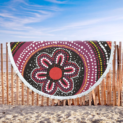 Australia Dot Painting Inspired Aboriginal Beach Blanket - Aboriginal Color Dot Inspired Beach Blanket Australia Dot Painting Inspired Aboriginal Beach Blanket - Aboriginal Color Dot Inspired Beach Blanket
