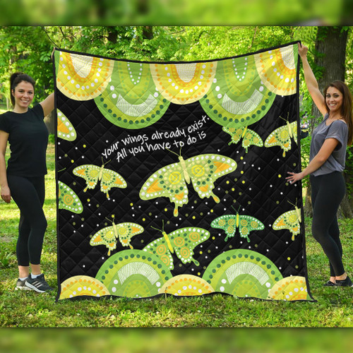 Australia Animals Aboriginal Quilt - Your Wings Already Exist Aboriginal Green Butterflies Art Inspired Quilt Australia Animals Aboriginal Quilt - Your Wings Already Exist Aboriginal Green Butterflies Art Inspired Quilt