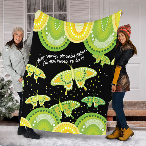 Australia Animals Aboriginal Blanket - Your Wings Already Exist Aboriginal Green Butterflies Art Inspired Blanket Australia Animals Aboriginal Blanket - Your Wings Already Exist Aboriginal Green Butterflies Art Inspired Blanket