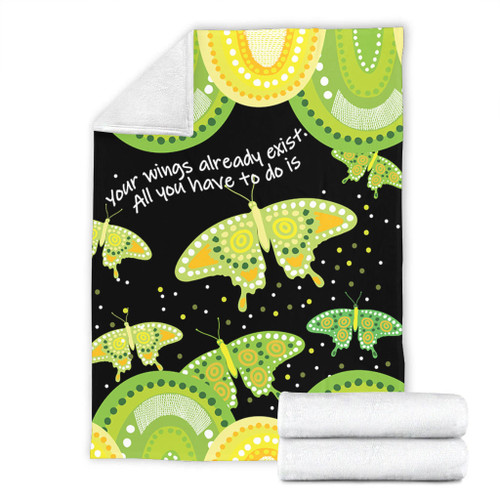 Australia Animals Aboriginal Blanket - Your Wings Already Exist Aboriginal Green Butterflies Art Inspired Blanket Australia Animals Aboriginal Blanket - Your Wings Already Exist Aboriginal Green Butterflies Art Inspired Blanket