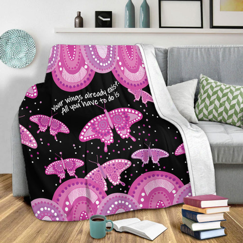 Australia Animals Aboriginal Blanket - Your Wings Already Exist Aboriginal Pink Butterflies Art Inspired Blanket Australia Animals Aboriginal Blanket - Your Wings Already Exist Aboriginal Pink Butterflies Art Inspired Blanket