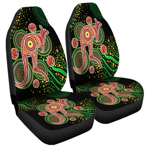 Australia Animals Aboriginal Car Seat Cover - Aboriginal Plant With Kangaroo Colorful Art Car Seat Cover Australia Animals Aboriginal Car Seat Cover - Aboriginal Plant With Kangaroo Colorful Art Car Seat Cover