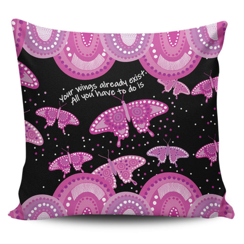 Australia Animals Aboriginal Pillow Cases - Your Wings Already Exist Aboriginal Pink Butterflies Art Inspired Pillow Cases