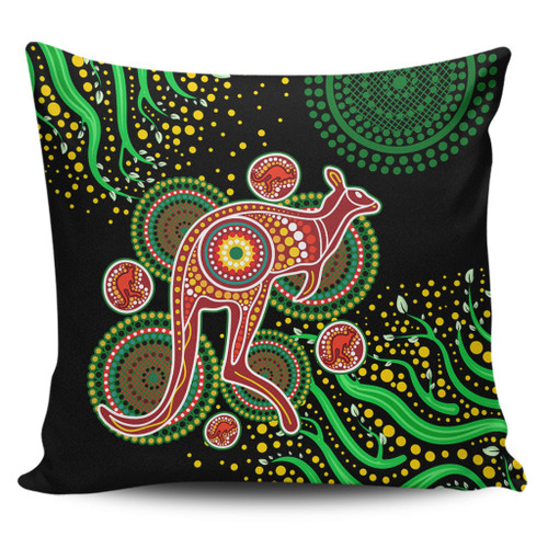 Australia Animals Aboriginal Pillow Cases - Aboriginal Plant With Kangaroo Colorful Art Pillow Cases Australia Animals Aboriginal Pillow Cases - Aboriginal Plant With Kangaroo Colorful Art Pillow Cases