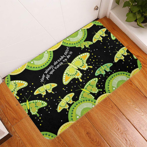 Australia Animals Aboriginal Doormat - Your Wings Already Exist Aboriginal Green Butterflies Art Inspired Doormat Australia Animals Aboriginal Doormat - Your Wings Already Exist Aboriginal Green Butterflies Art Inspired Doormat