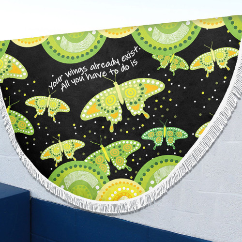 Australia Animals Aboriginal Beach Blanket - Your Wings Already Exist Aboriginal Green Butterflies Art Inspired Beach Blanket Australia Animals Aboriginal Beach Blanket - Your Wings Already Exist Aboriginal Green Butterflies Art Inspired Beach Blanket