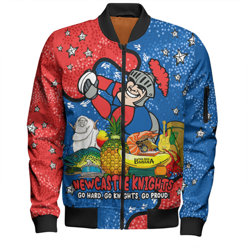 Newcastle Knights Custom Bomber Jacket - Australian Big Things Bomber Jacket Newcastle Knights Custom Bomber Jacket - Australian Big Things Bomber Jacket