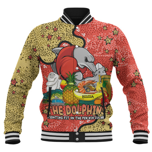 Redcliffe Dolphins Custom Baseball Jacket - Australian Big Things Baseball Jacket Redcliffe Dolphins Custom Baseball Jacket - Australian Big Things Baseball Jacket