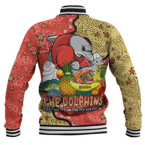 Redcliffe Dolphins Custom Baseball Jacket - Australian Big Things Baseball Jacket Redcliffe Dolphins Custom Baseball Jacket - Australian Big Things Baseball Jacket