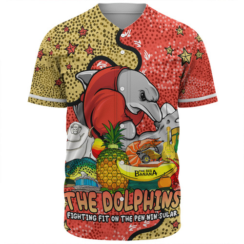 Redcliffe Dolphins Custom Baseball Shirt - Australian Big Things Baseball Shirt Redcliffe Dolphins Custom Baseball Shirt - Australian Big Things Baseball Shirt