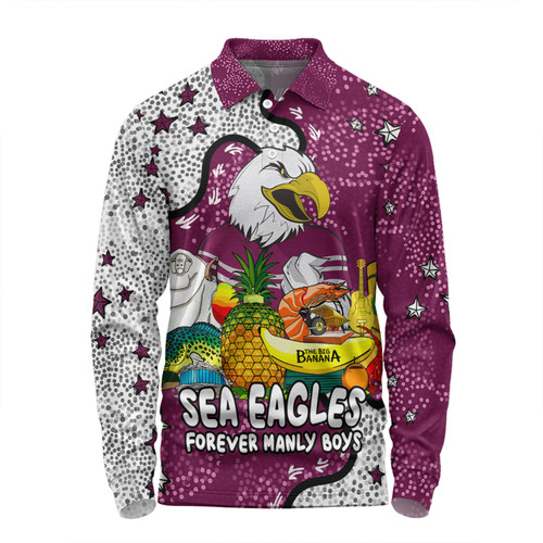 Manly Warringah Sea Eagles Long Sleeve Polo Shirt - Australian Big Things Long Sleeve Polo Shirt