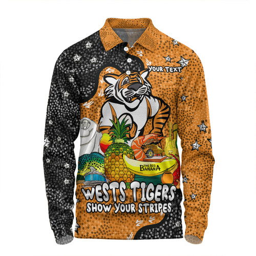 Wests Tigers Custom Long Sleeve Polo Shirt - Australian Big Things Long Sleeve Polo Shirt