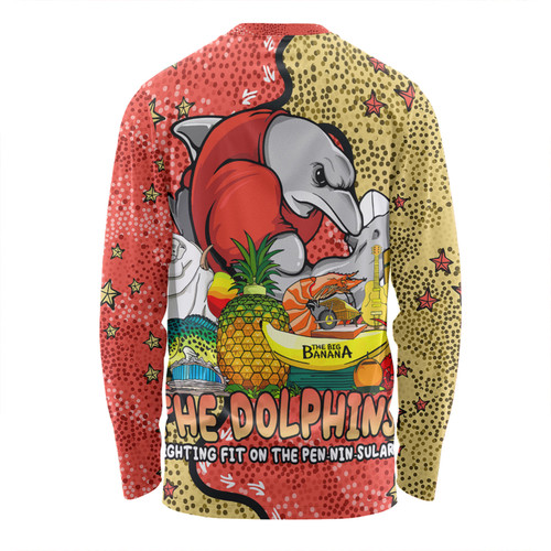 Redcliffe Dolphins Custom Long Sleeve T-shirt - Australian Big Things Long Sleeve T-shirt Redcliffe Dolphins Custom Long Sleeve T-shirt - Australian Big Things Long Sleeve T-shirt