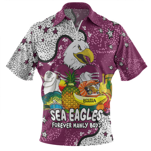 Manly Warringah Sea Eagles Zip Polo Shirt - Australian Big Things Zip Polo Shirt Manly Warringah Sea Eagles Zip Polo Shirt - Australian Big Things Zip Polo Shirt