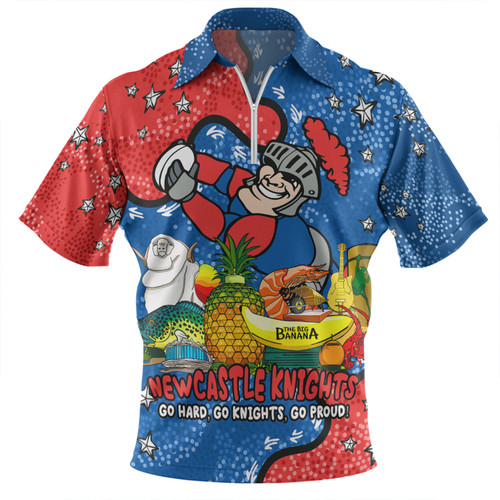 Newcastle Knights Custom Zip Polo Shirt - Australian Big Things Zip Polo Shirt Newcastle Knights Custom Zip Polo Shirt - Australian Big Things Zip Polo Shirt