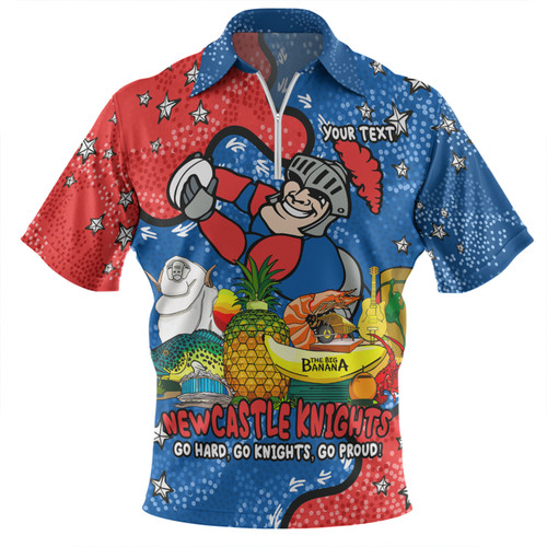 Newcastle Knights Custom Zip Polo Shirt - Australian Big Things Zip Polo Shirt