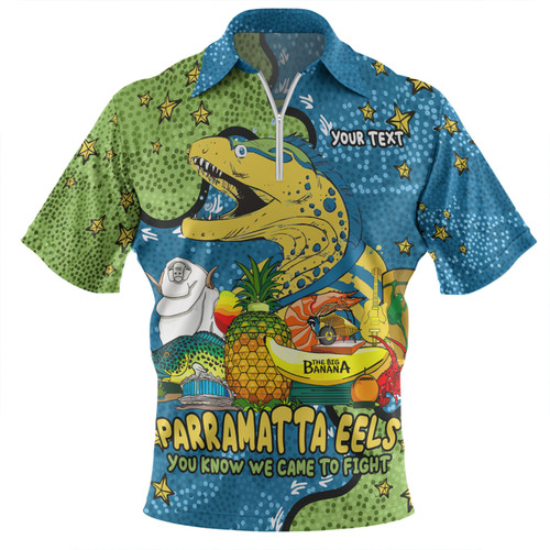 Parramatta Eels Custom Zip Polo Shirt - Australian Big Things Zip Polo Shirt