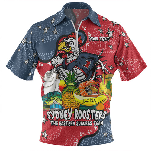 Sydney Roosters Custom Zip Polo Shirt - Australian Big Things Zip Polo Shirt